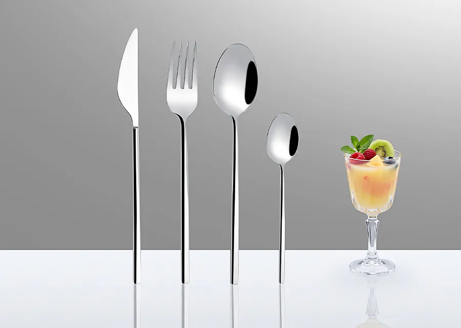 EVA stainless steel hotel cutlery set with knife, fork, tablespoon and teaspoon