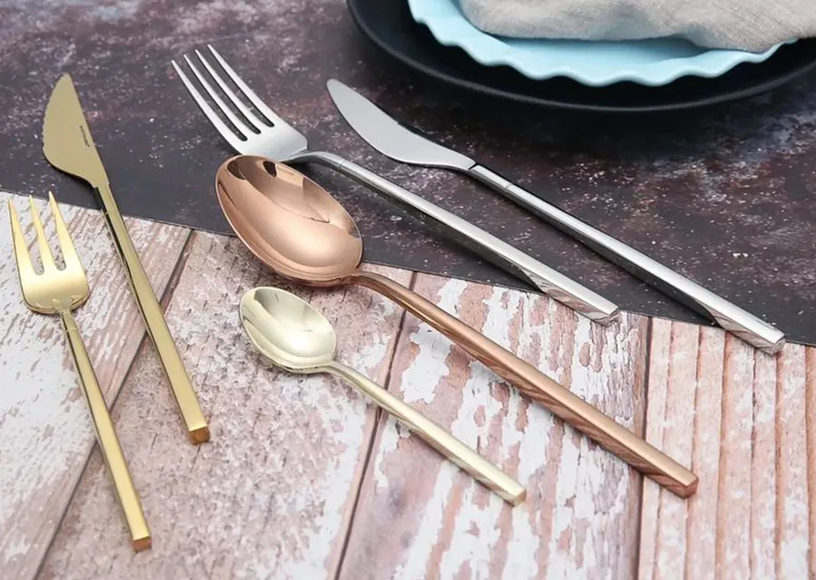 Rose gold titanium coated cutlery set Eva