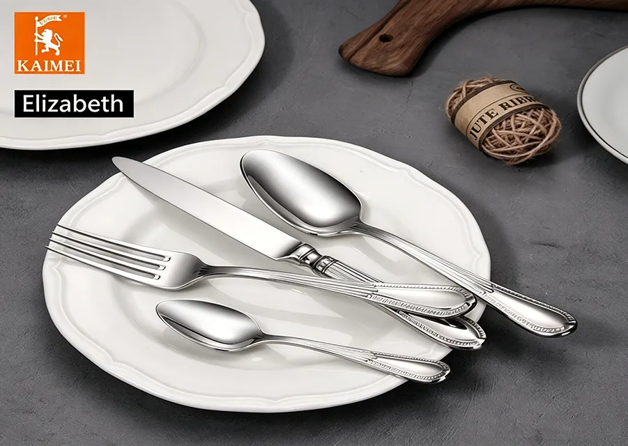 Premium Elizabeth Stainless Steel Silverware Set - Luxury Western Cutlery for Dining