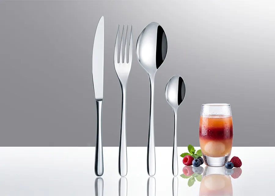 Avril 1703 stainless steel hotel cutlery set with dinner knife, fork, tablespoon and teaspoon