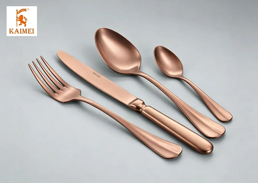 Baguette hotel dining flatware collection in Copper PVD coating