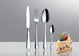 Nordic 1802 stainless steel hotel cutlery set with dinner knife, fork, tablespoon and teaspoon
